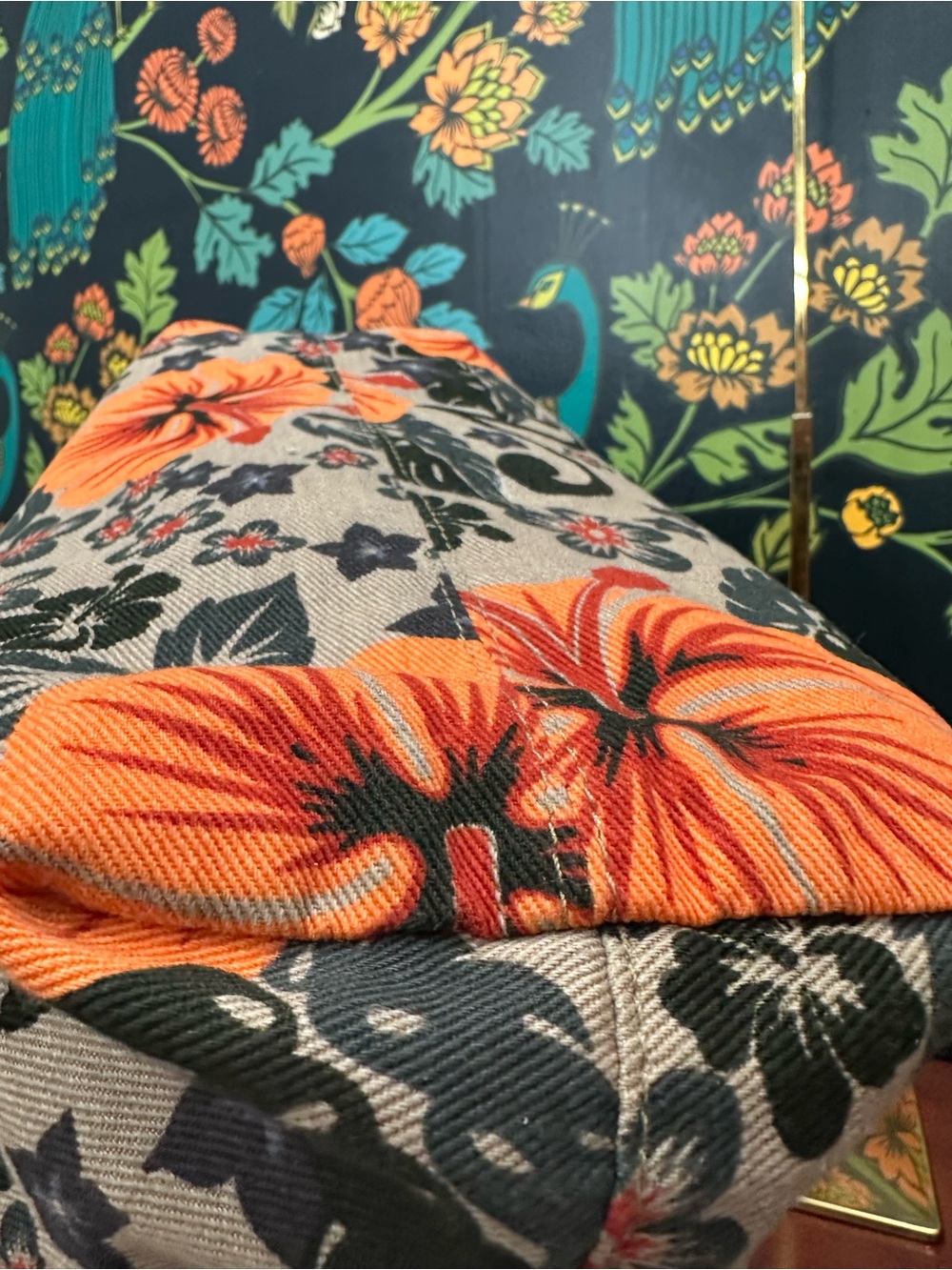 Dolce & Gabbana Floral Canvas Hobo Shoulder Bag Orange Hibiscus Print Italy - Picture 11 of 16